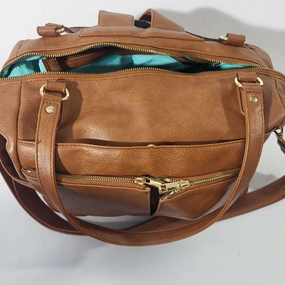 Mominside Diaper bag/ Tote Backpack Vegan Leather Insulated Pouches Many Pockets